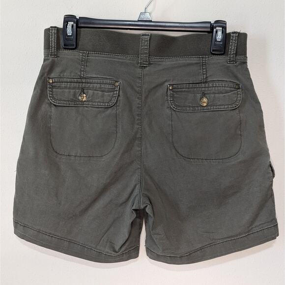 Lee Brown Relaxed Fit Mid Rise Cargo Button Pockets Elastic Waist Shorts Size 6 - Picture 4 of 8